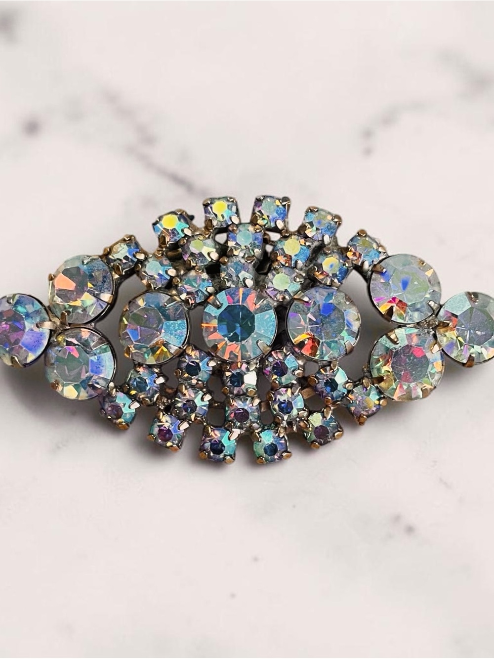 Stunning signed Coro vintage Aurora Borealis Rhinestone Brooch 1950’s